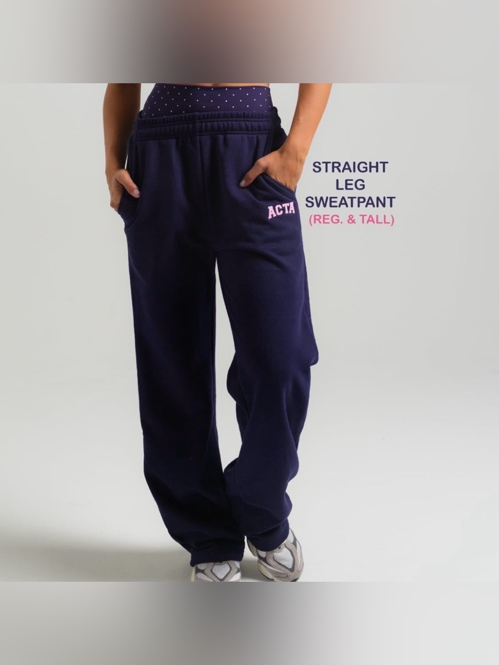 ACTA Navy & Hot Pink Straight Leg Essential Sweatpant
